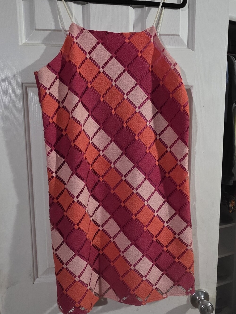 Crochet Mini Dress in Pink, Orange & Fuchsia